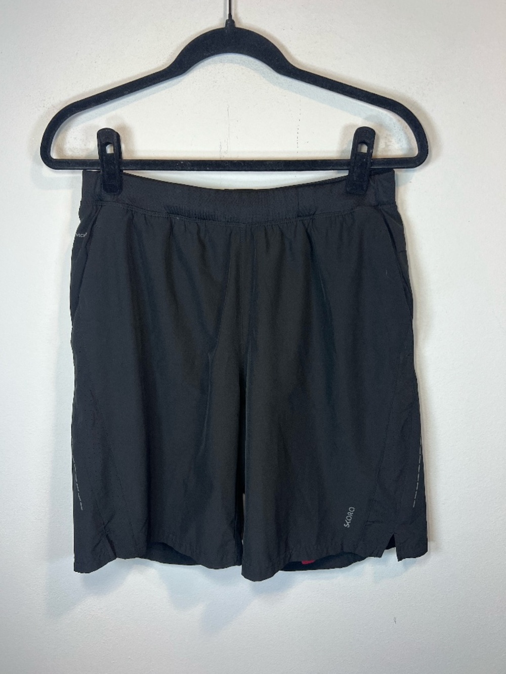 Skora Qwick-Dry Athletic Shorts Black Lined Drawstring Pockets Workout Sz Medium